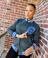 Zeta Black Denim Bomber Jacket Read Description